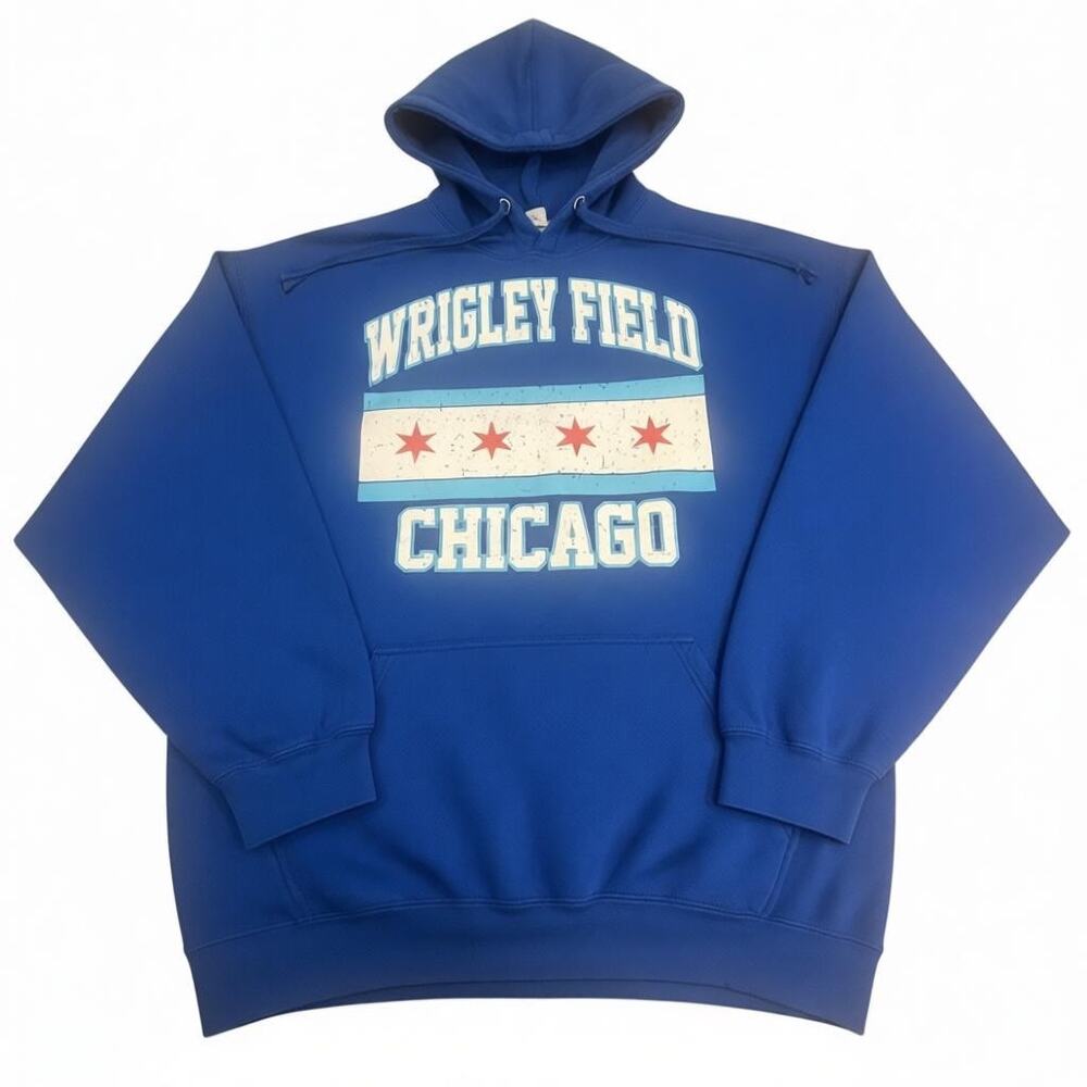 Wrigley Field Chicago Flag Blue Hoodie | Unbranded Sweatshirt